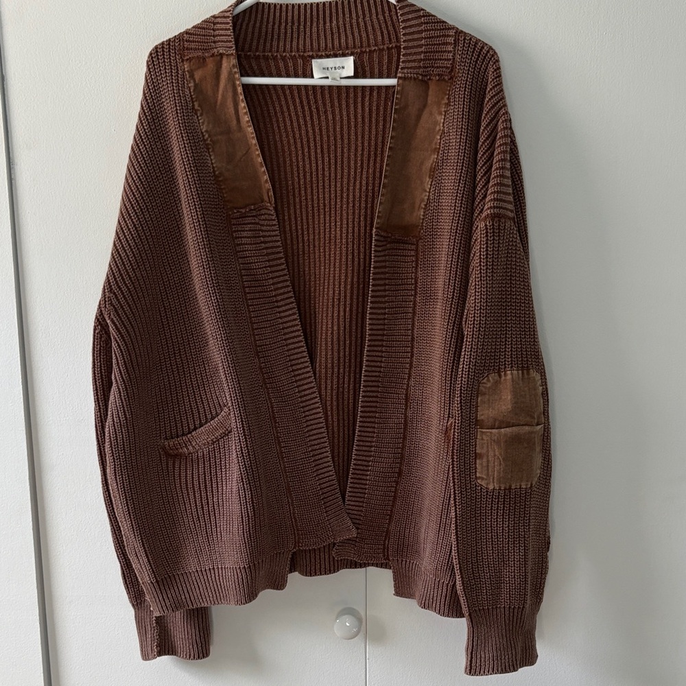 Heyson Cozy Brown Open-Front Cardigan‎